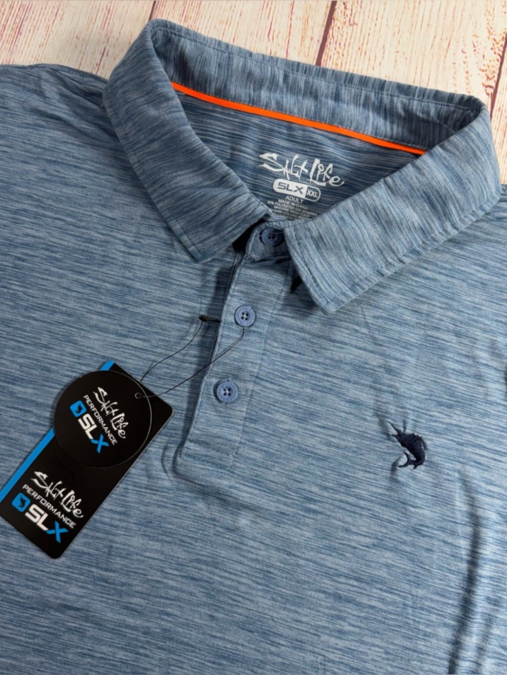 Salt Life SLX Performance Golf Polo NWT Mens Size XXL Heather Blue